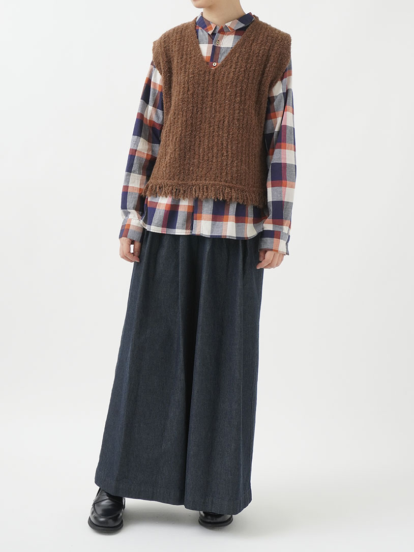 PALLAS PALACE - Irregular yarn dungaree wide tuck pants Size 2