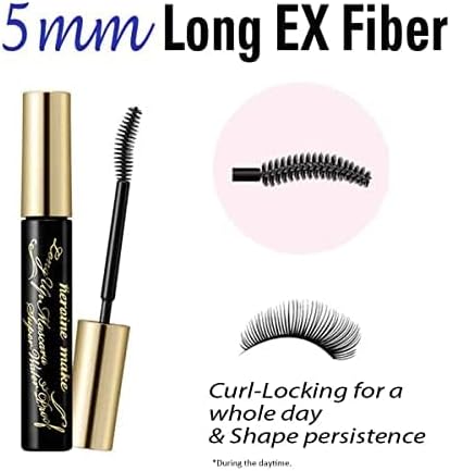 Heroine Makeup Long UP Mascara, Super WP 01, Black, 0.2 oz (6 g), Resistant to Tears, Sweat, Water, Sebum, Rubbing, Waterproof Formula